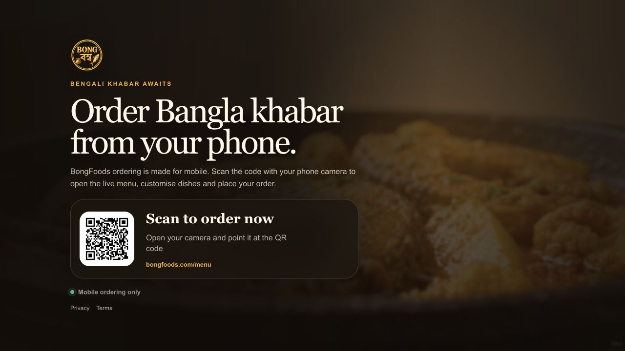 BongFoods live menu and ordering experience