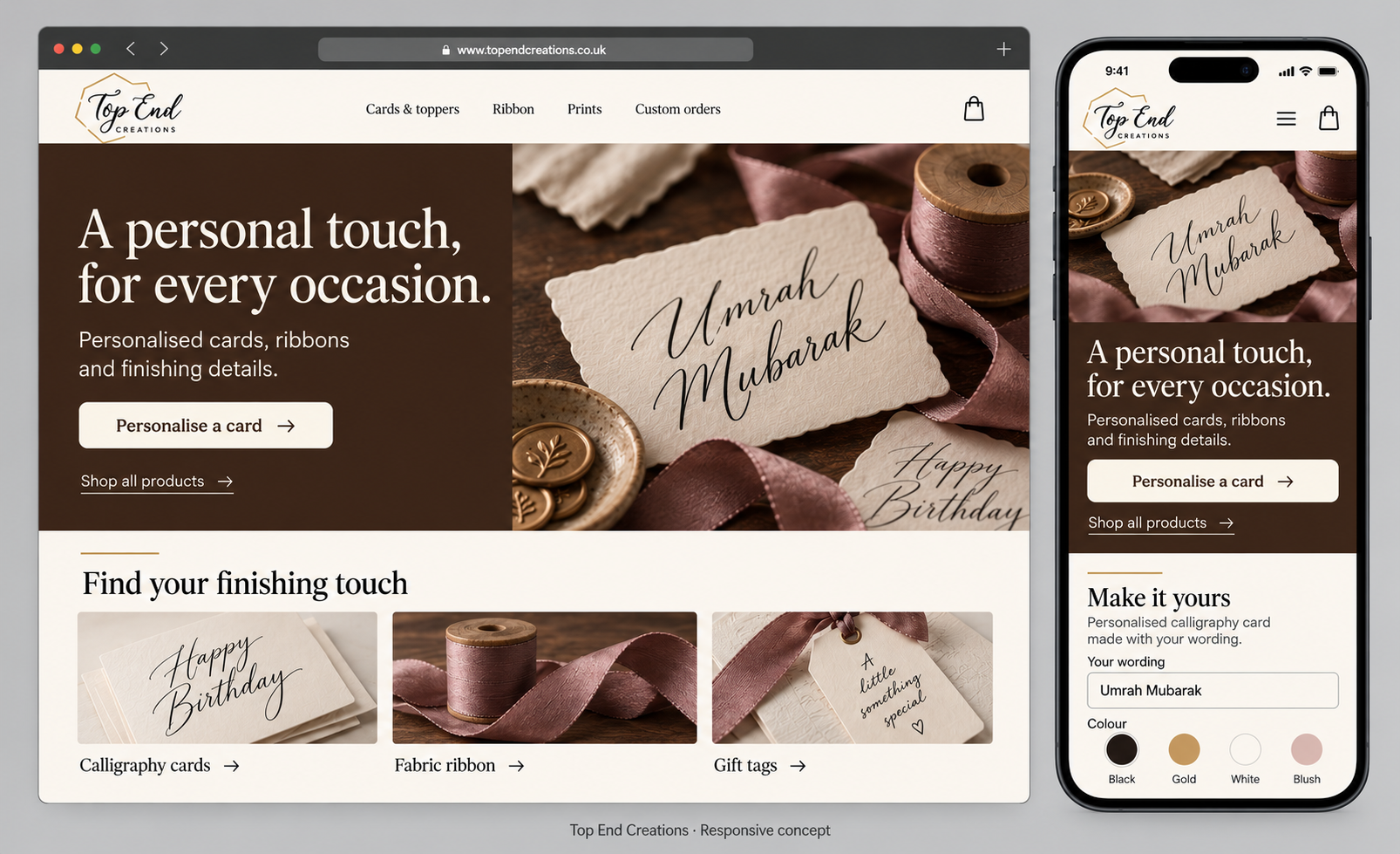 Top End Creations live client website